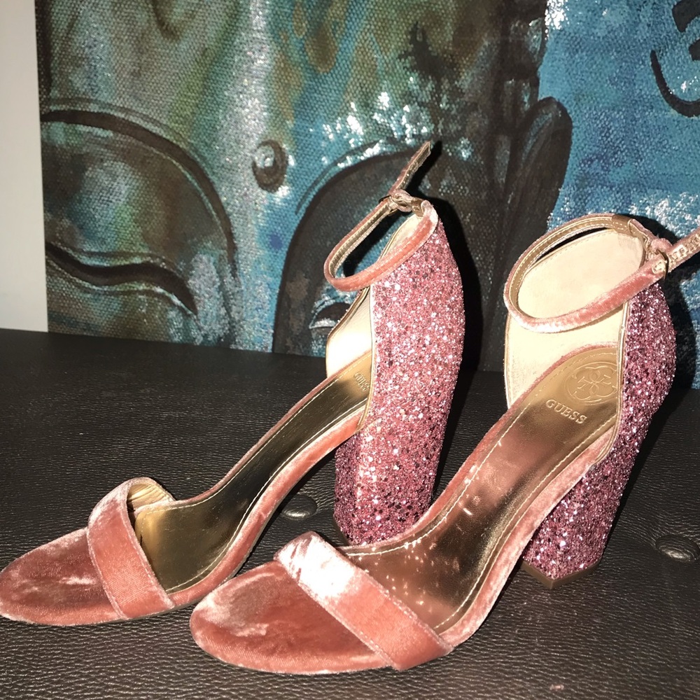 Guess Heels with Pink Glitter Embellishments